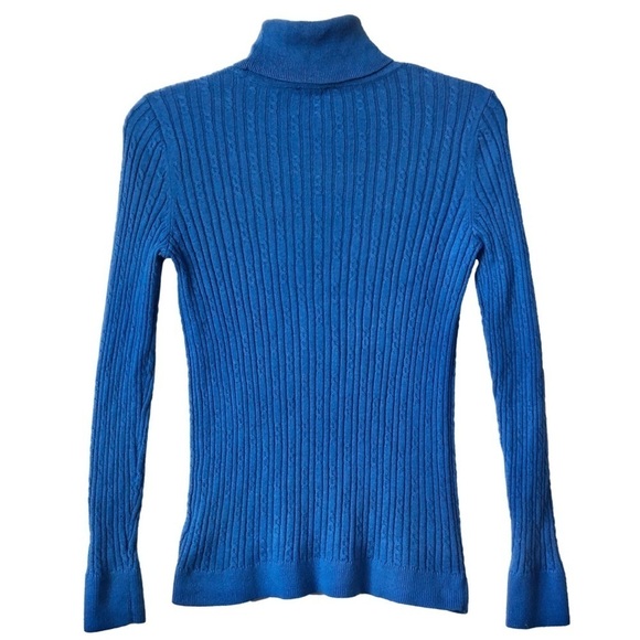 Talbots Perfect Blue Ribbed Turtleneck Long Sleeve Sweater S - Picture 2 of 7